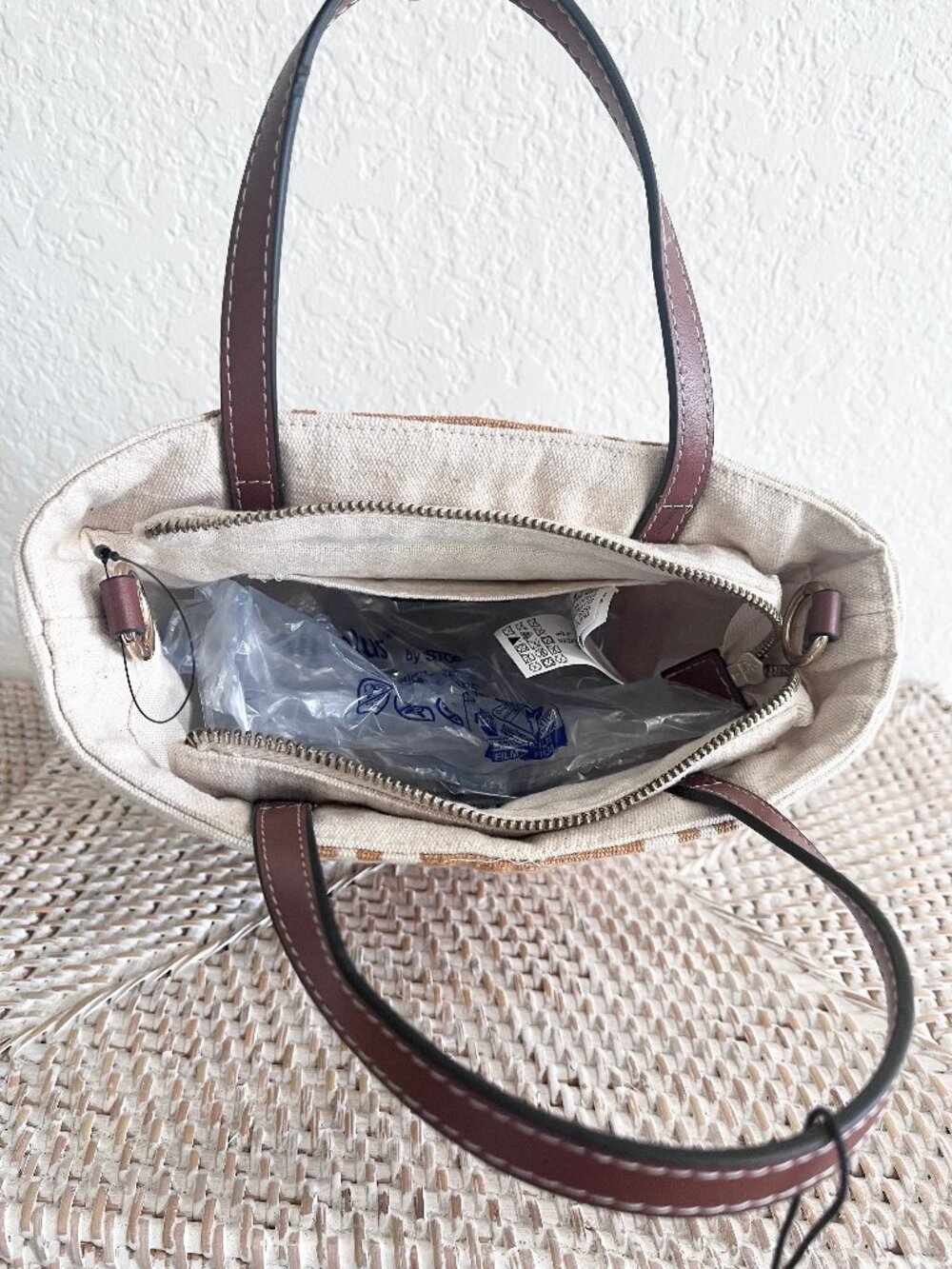 LOT OF TWO!! Zara Mini Totes Crossbody Handbags Cotton Fabric/Vegan - Picture 14 of 16